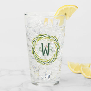 Verre Aquarelle vert cadre Monogramme ID667
