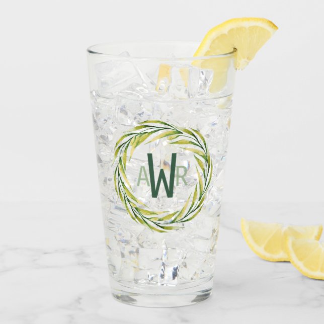 Verre Aquarelle vert cadre Monogramme ID667 (Dos glace)