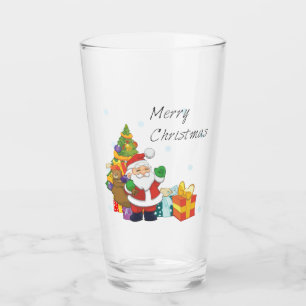Verre Arbre de Noël et Père Noël Joyeux Noël