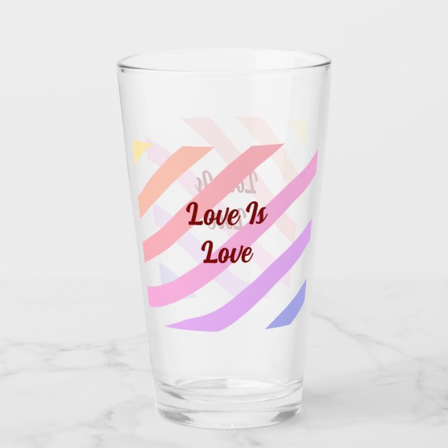 Verre Arc-en bandes colorées pastel l'amour est amour fi (Devant)