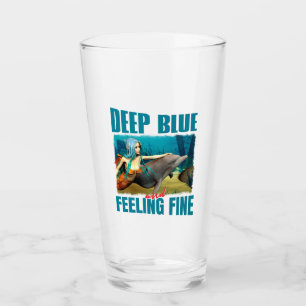 Verre Art de dauphin sirène bleu profond et se sentant b