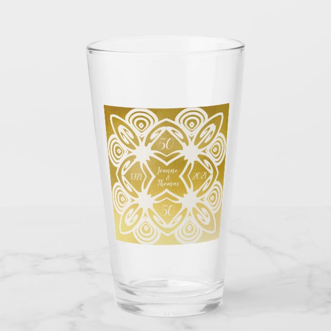 Verre Art Déco personnalisé Mariage doré (Devant)