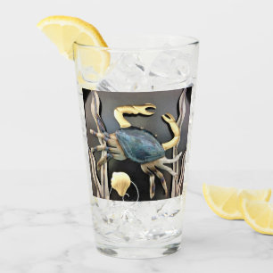 Verre Art du métal océanique du crabe bleu