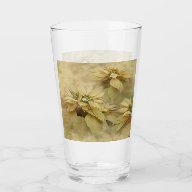 Verre Art numérique Poinsettias couleur crème (Devant)