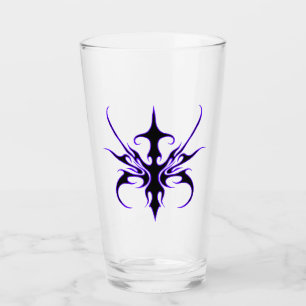 Verre Art tribal noir et violet intense aux lignes marqu