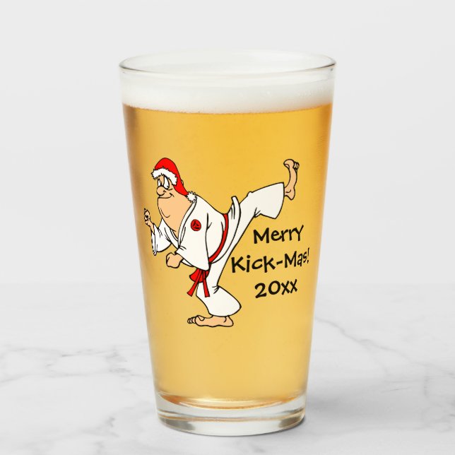 Verre Arts martiaux Merry Kick Mas Noël (Devant (rempli))