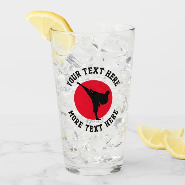 Verre Arts martiaux personnalisés karaté kick silhouette (Devant glace)