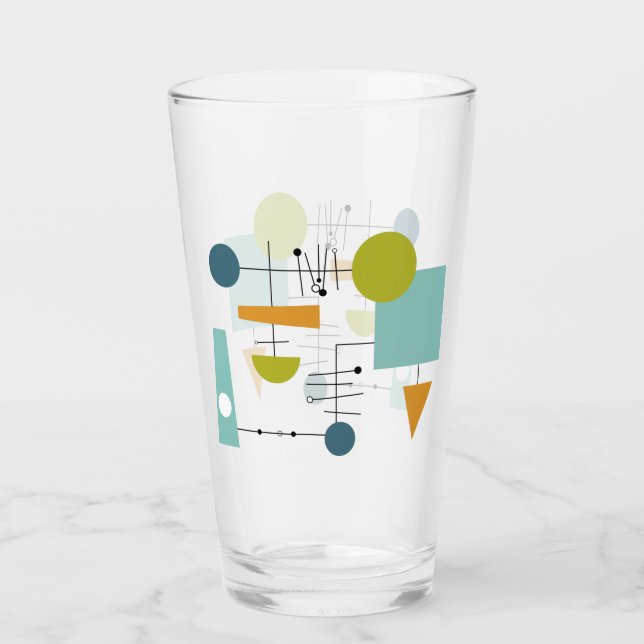 Verre Atomic Flow Chart Geometric Shapes Mid Century (Devant)