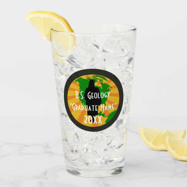Verre B.S. Géologie - Logo des diplômes (Diplômée fémini (Devant glace)