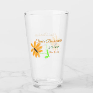 Verre Bachelorette fête ajouter nom date place tournesol