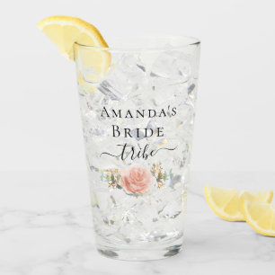 Verre Bachelorette rose d'or fleuri mariée tribu