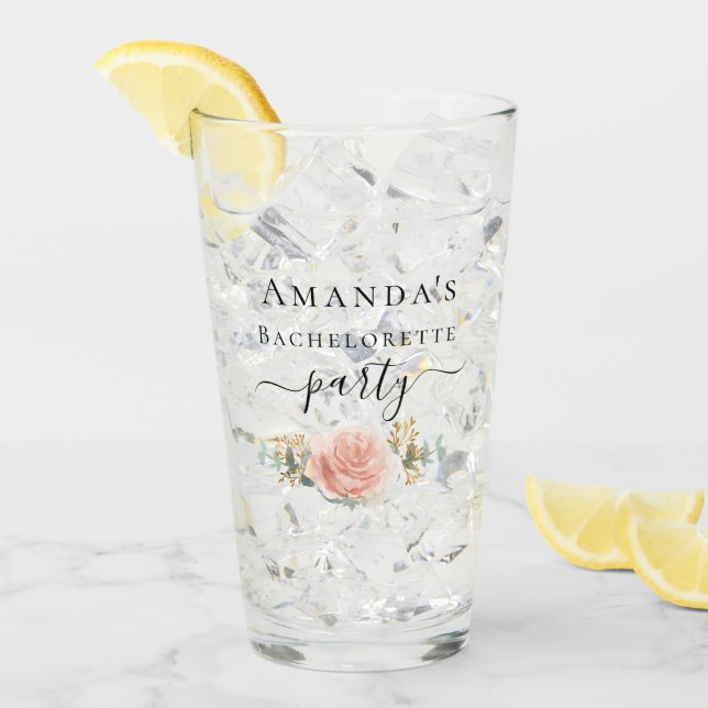 Verre Bachelorette rose or floral eucalyptus parti (Devant glace)