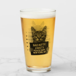 Verre Bad Kitty Chat Police Arrestation Photo Drôle Bièr