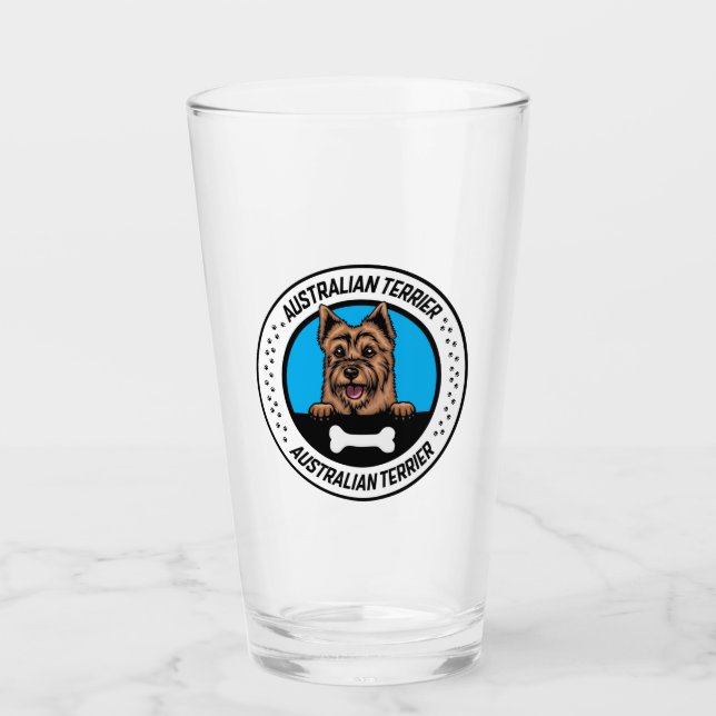Verre Badge d'illustration de Terrier Peeking en Austral (Devant)