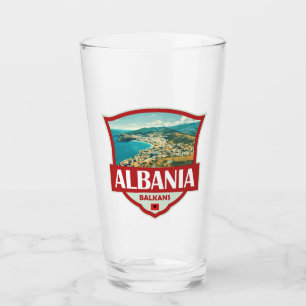 Verre Badge rétro Illustration Albanie