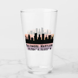 Verre Baltimore Skyline Latitude et Longitude Pint