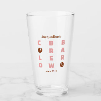 Verre Bar à Cold Brew Corail et Marron Texte Gras