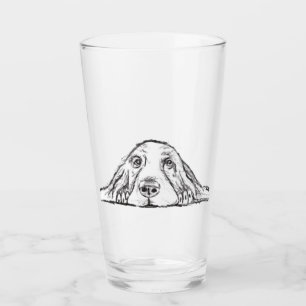 Verre basset hound noir blanc simple yeux de chiot chien