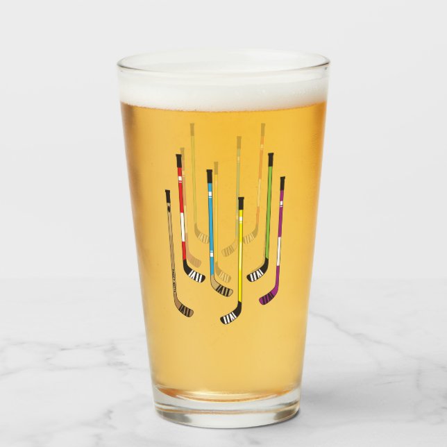 Verre Bâtons de hockey colorés (Devant (rempli))