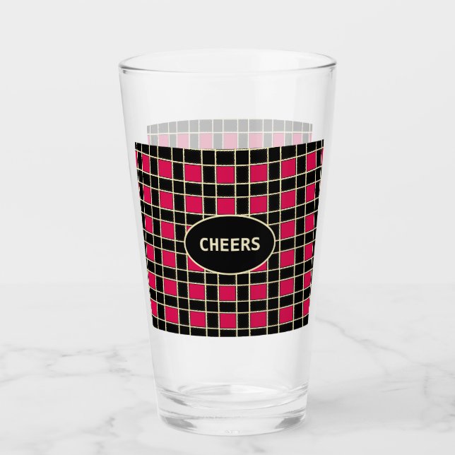 Verre Beau À damiers Motif (Devant)