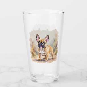 Verre Beau chien Bouledogue Français couleur fauve