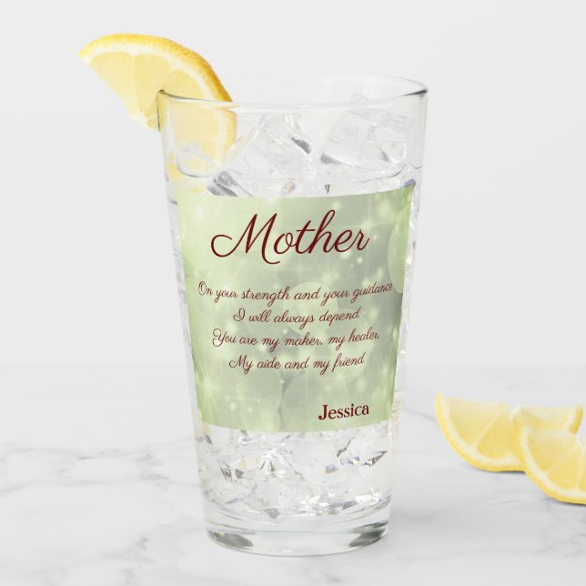 Verre Beau poème de mère personnalisée (Devant glace)