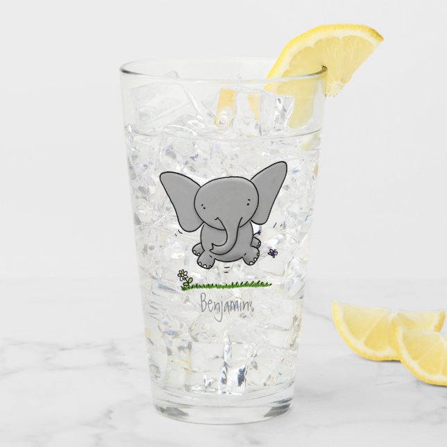 Verre Belle adorable dessin d'éléphant bébé (Dos glace)