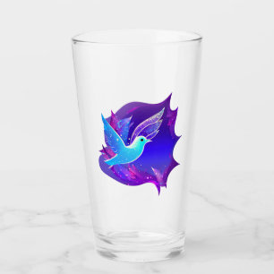 Verre Belle carte graphique de colombe bleue