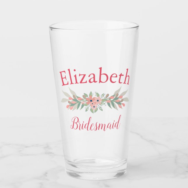 Verre Belle demoiselle d'honneur florale (Devant)