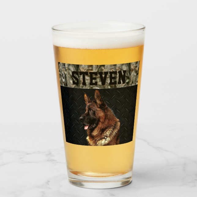 Verre berger allemand robuste Camo Nom Cool chien animal (Devant (rempli))