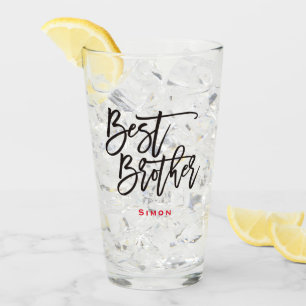 Verre Best Brother Stylish Black Script Red Name Cadeau