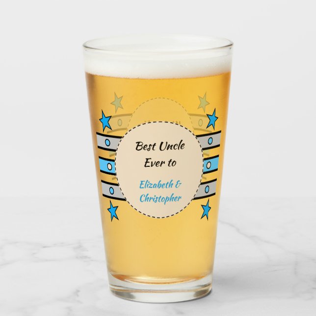 Verre Best Uncle nous aimons noms étoiles bière bleue (Devant (rempli))