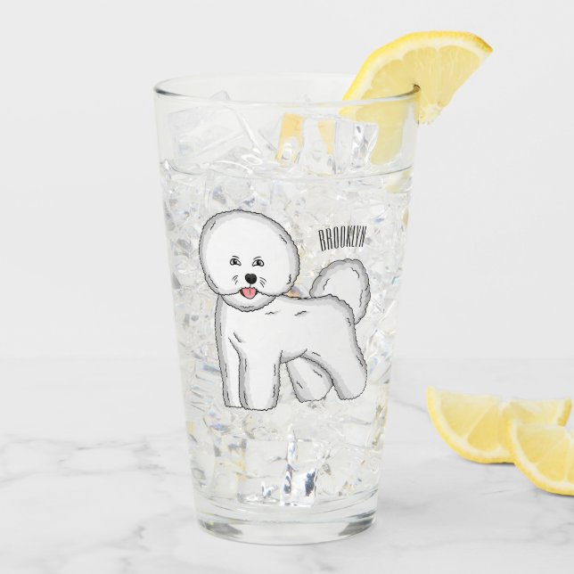Verre Bichon frise dog dessin animé (Dos glace)