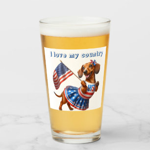 Verre Bière de pom-pom girl patriotique teckel