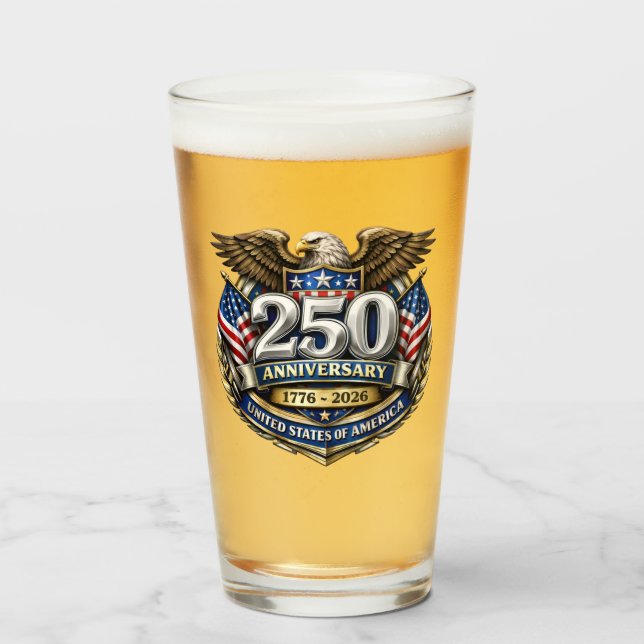 Verre Bière du 250e anniversaire des États-Unis (Devant (rempli))