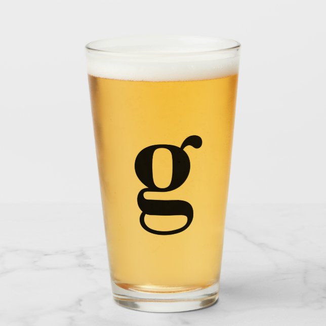 Verre Bière simple initiale Monogramme (Devant (rempli))