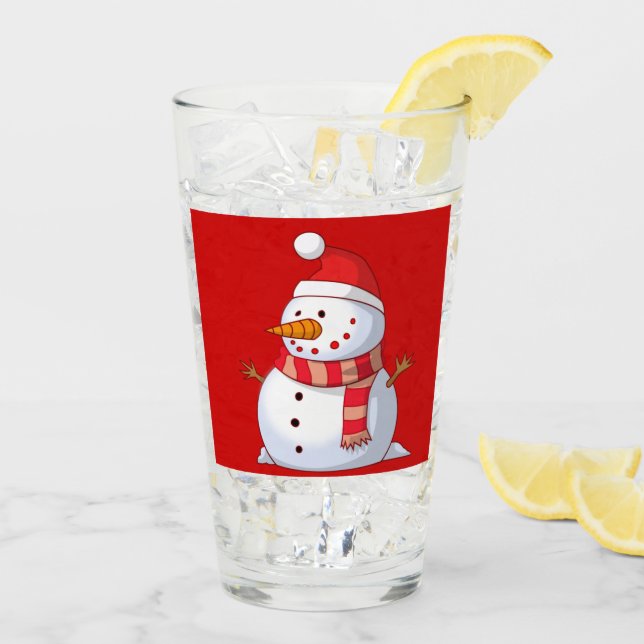 Verre Bière verte d'hiver Red Snowman Père Noël de Noël (Dos glace)