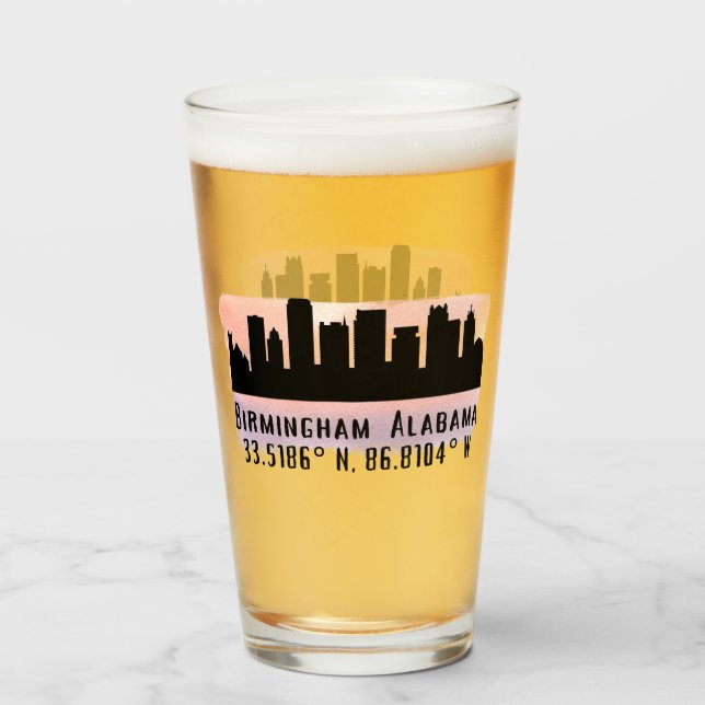 Verre Birmingham AL City Skyline (Devant (rempli))