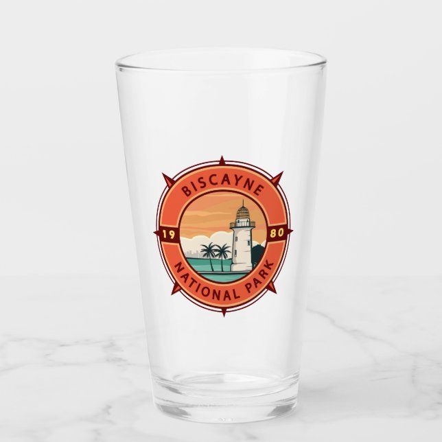 Verre Biscayne National Park Retro Compass Emblem (Devant)