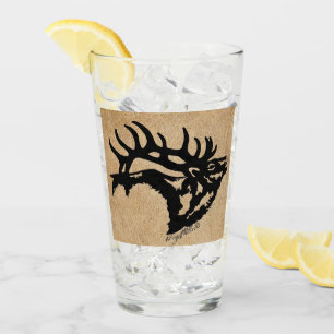 Verre Black Bull Elk Sur Tan Leather Glass