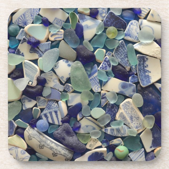Verre bleu de mer, dessous de verre en verre de (Devant)