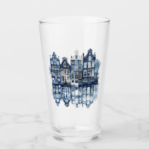 Verre Bleu et blanc Delft maisons traditionnelles
