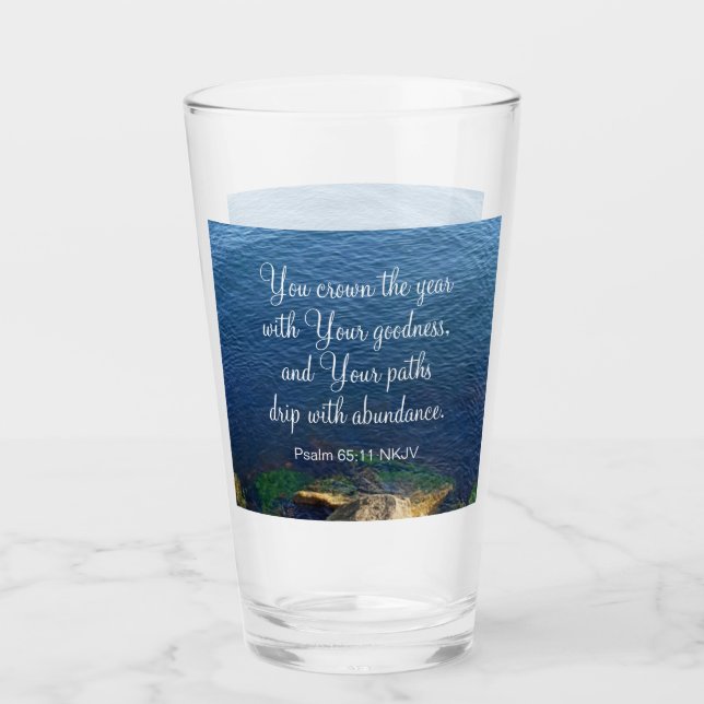 Verre Bleu Océan Bienheureux Nouvel An Bible chrétienne  (Devant)