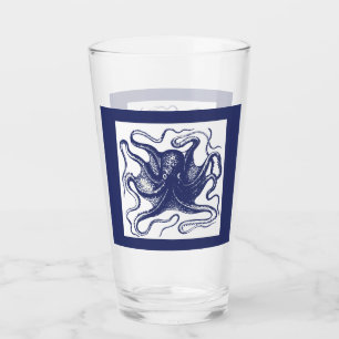 Verre Bleu Pint Octopus