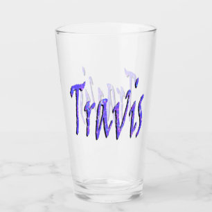 Verre Bleu Starry Nom de Travis Logo,