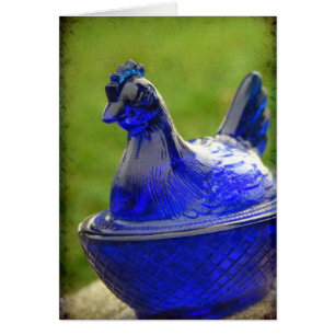 Verre Bleu vintage Hen Avec Texture