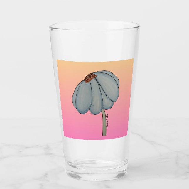 Verre Blue flower with pink background (Devant)