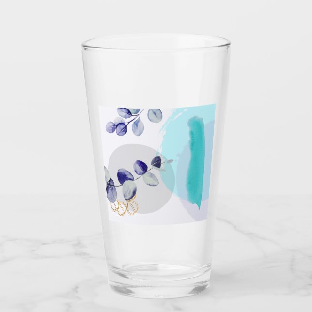 Verre Boho botanique cyan violet (Devant)