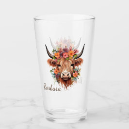 Verre Boho de vache Highland moderne personnalisé avec f