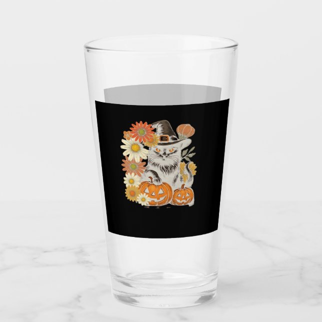 Verre Boho Floral Fall Black Cat Halloween Essential T-S (Devant)